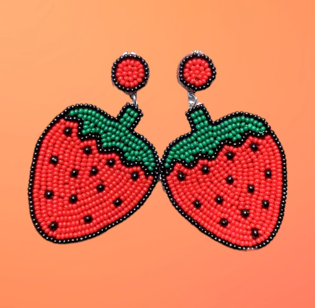 Hand Made Strawberry Earrings For Women