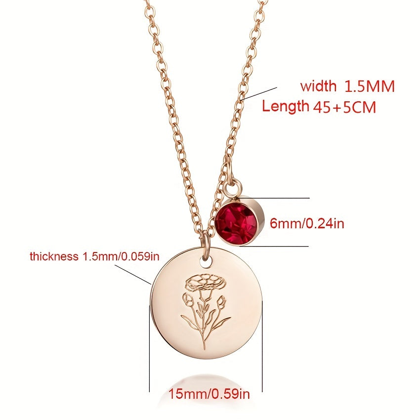 Month Flower and Stone Pendant Necklace