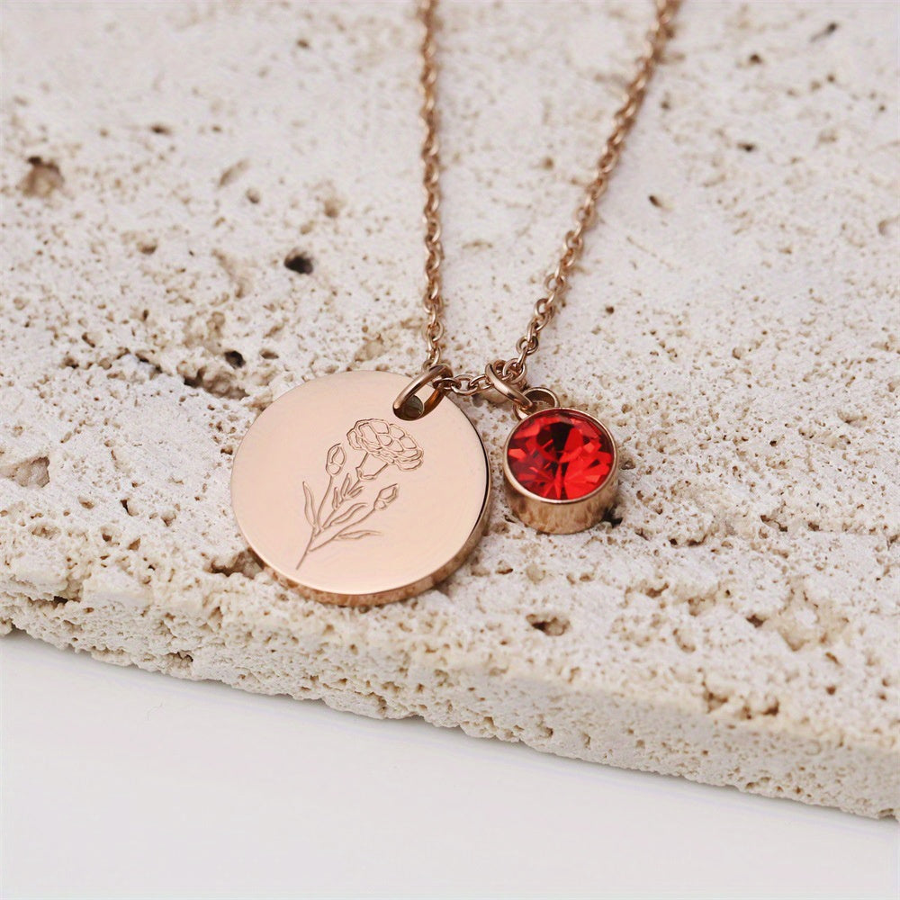 Month Flower and Stone Pendant Necklace