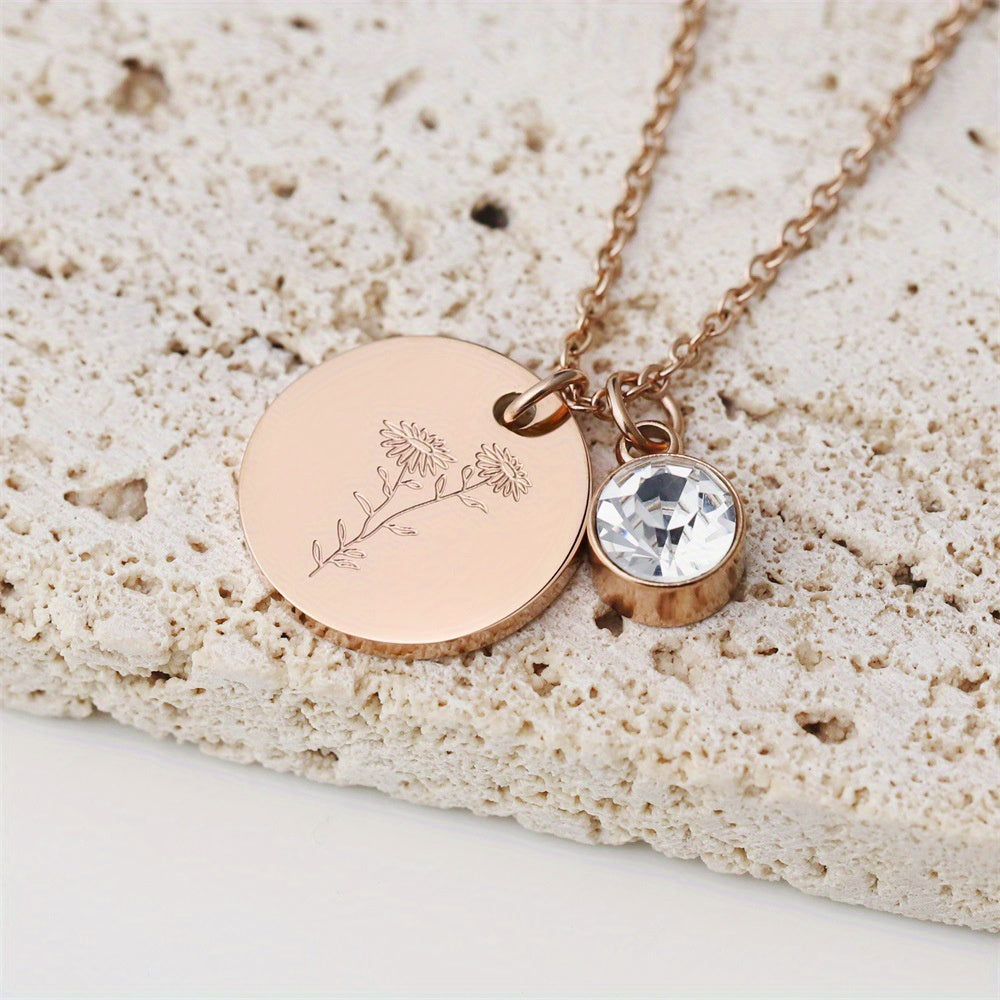 Month Flower and Stone Pendant Necklace