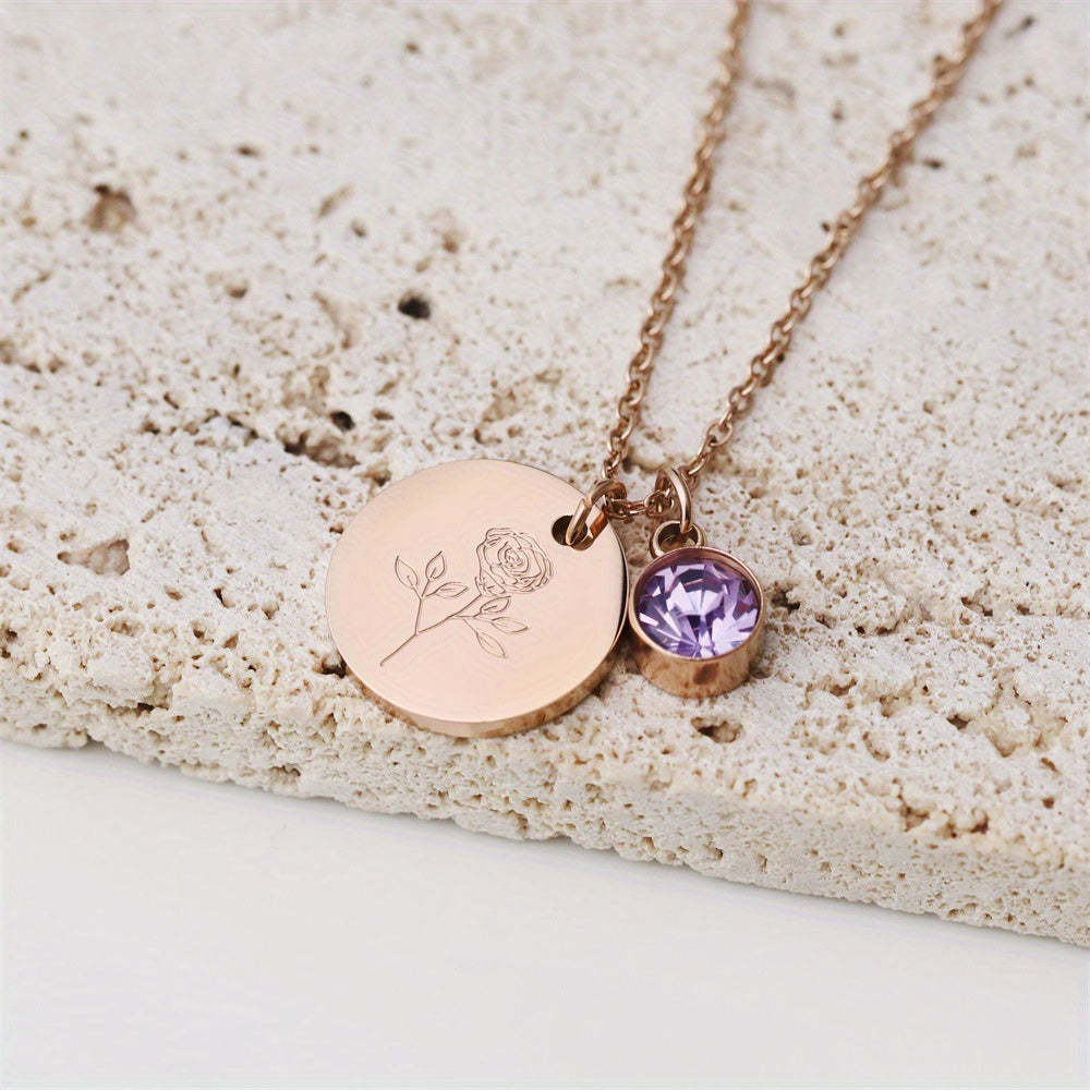 Month Flower and Stone Pendant Necklace