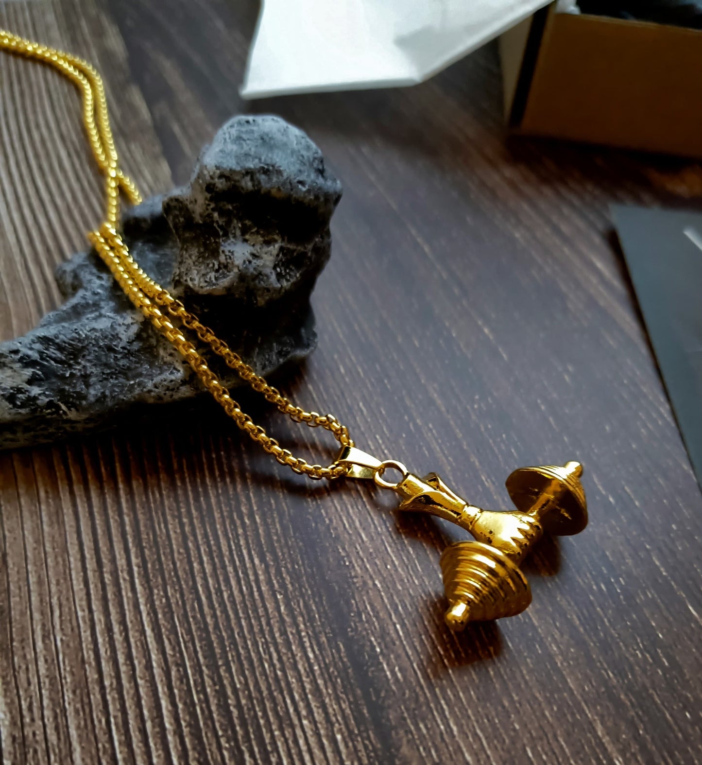 Mini Dumbbell Necklace for men