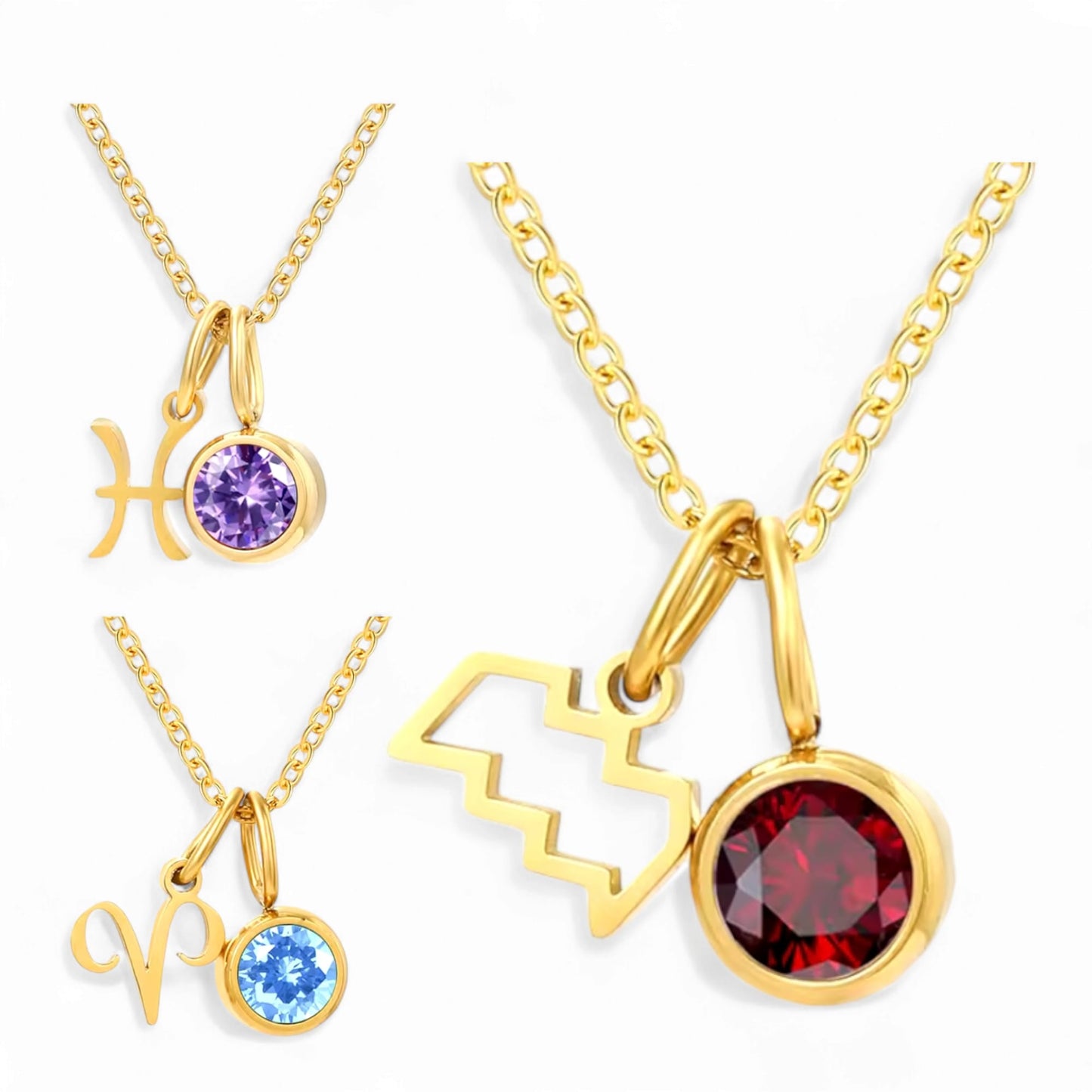 Zodiac Signs With Birthstone Necklace For Women