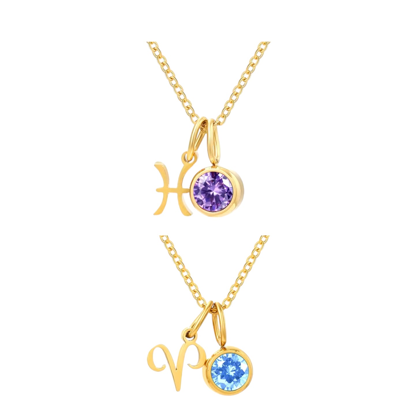 Zodiac Signs With Birthstone Necklace For Women