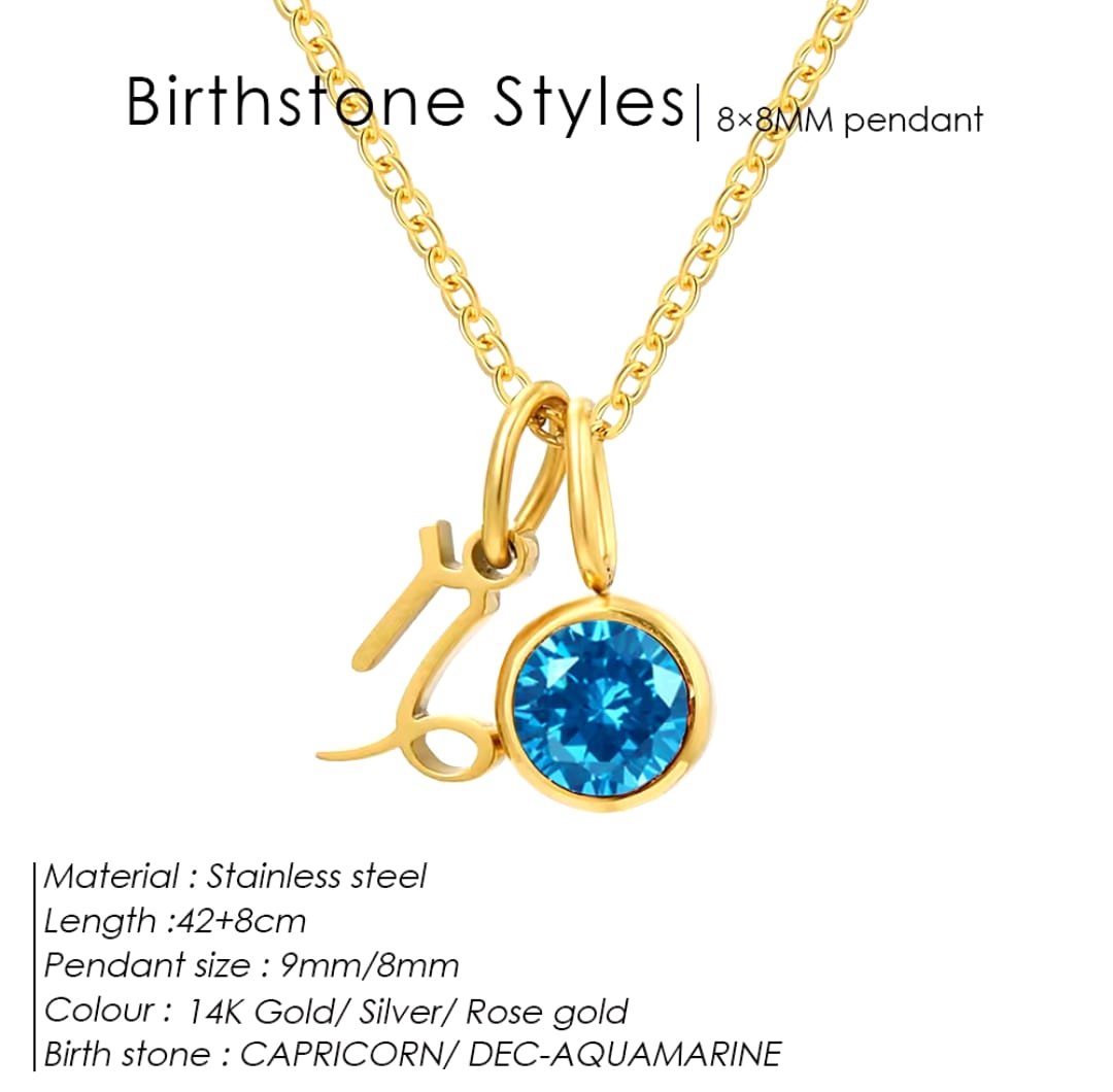 Zodiac Signs With Birthstone Necklace For Women