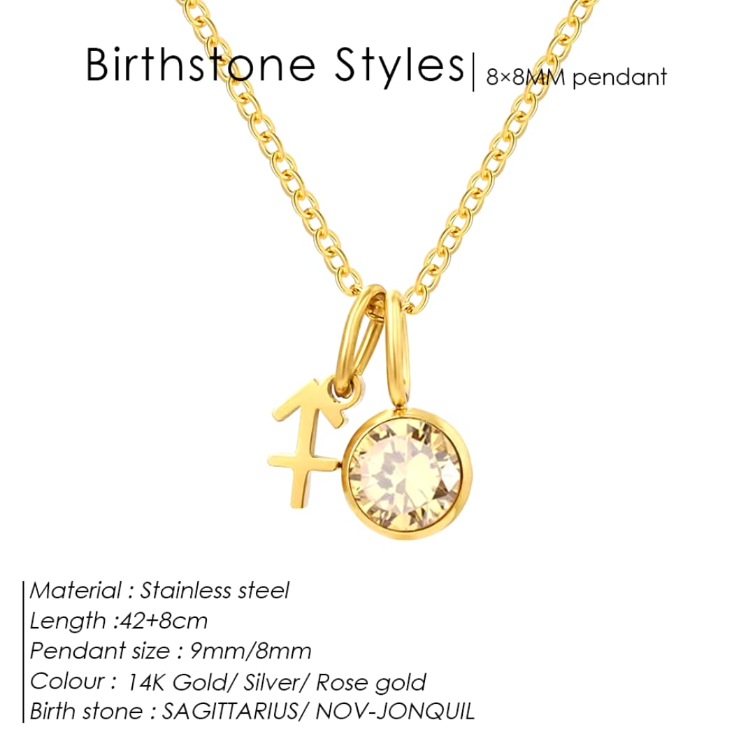 Zodiac Signs With Birthstone Necklace For Women