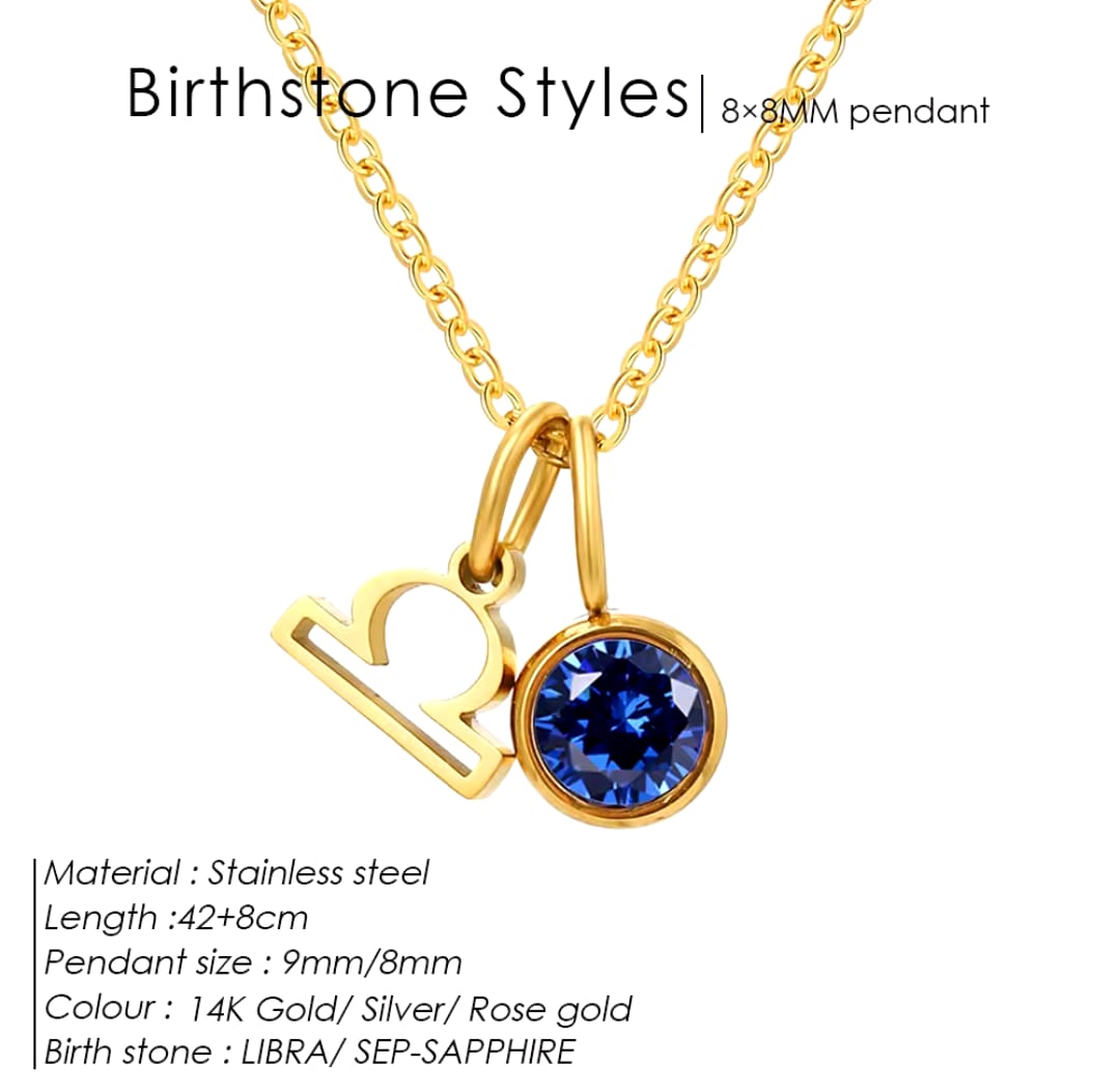 Zodiac Signs With Birthstone Necklace For Women