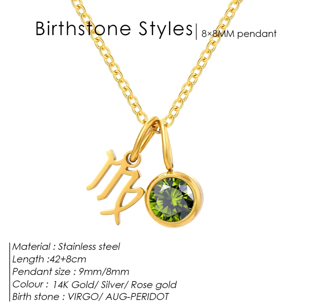 Zodiac Signs With Birthstone Necklace For Women