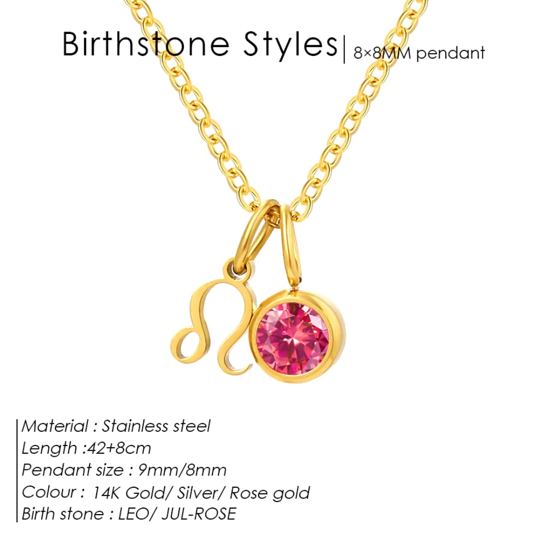 Zodiac Signs With Birthstone Necklace For Women