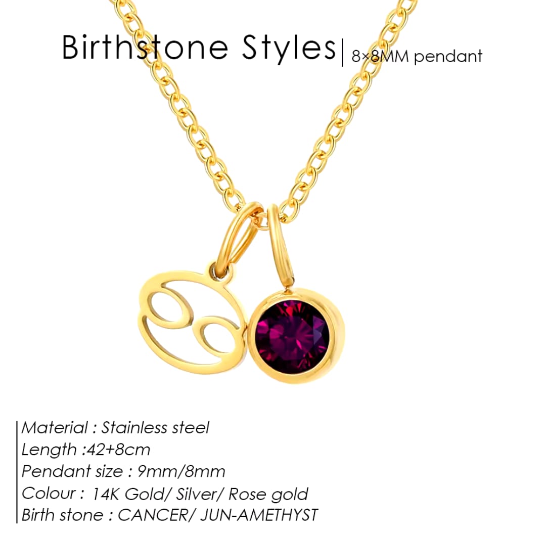 Zodiac Signs With Birthstone Necklace For Women