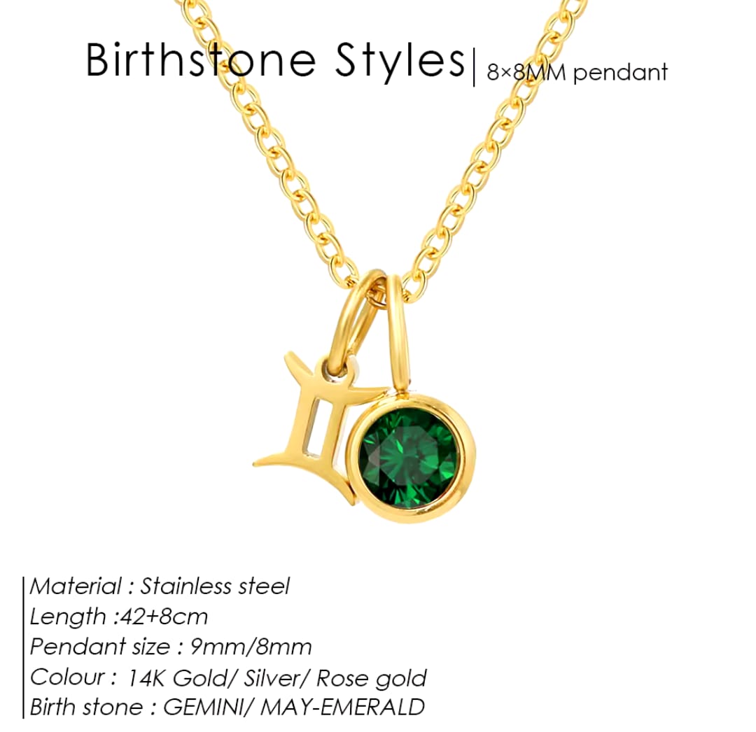 Zodiac Signs With Birthstone Necklace For Women