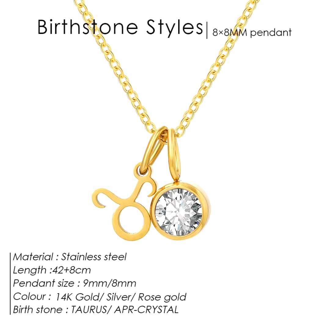 Zodiac Signs With Birthstone Necklace For Women