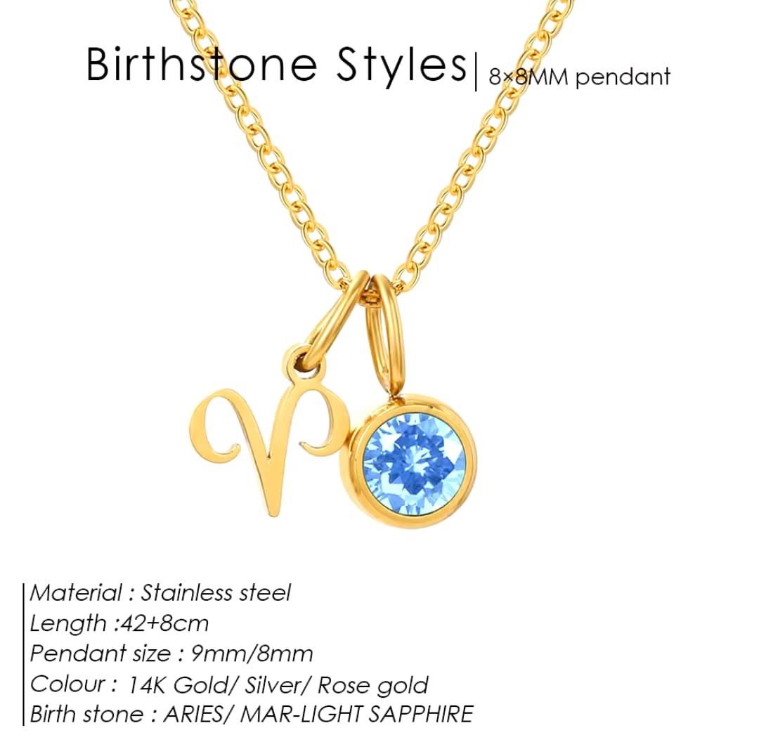 Zodiac Signs With Birthstone Necklace For Women