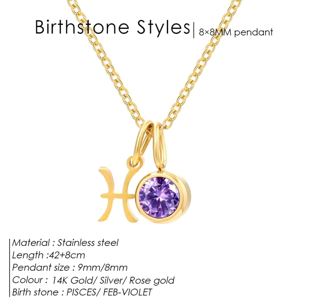 Zodiac Signs With Birthstone Necklace For Women