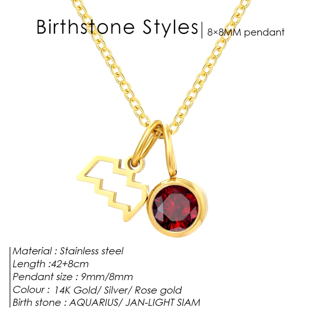 Zodiac Signs With Birthstone Necklace For Women