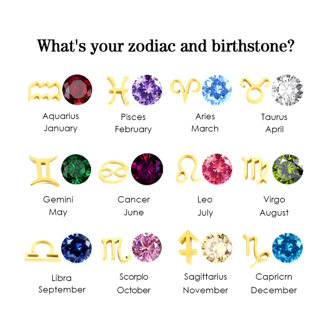 Zodiac Signs With Birthstone Necklace For Women