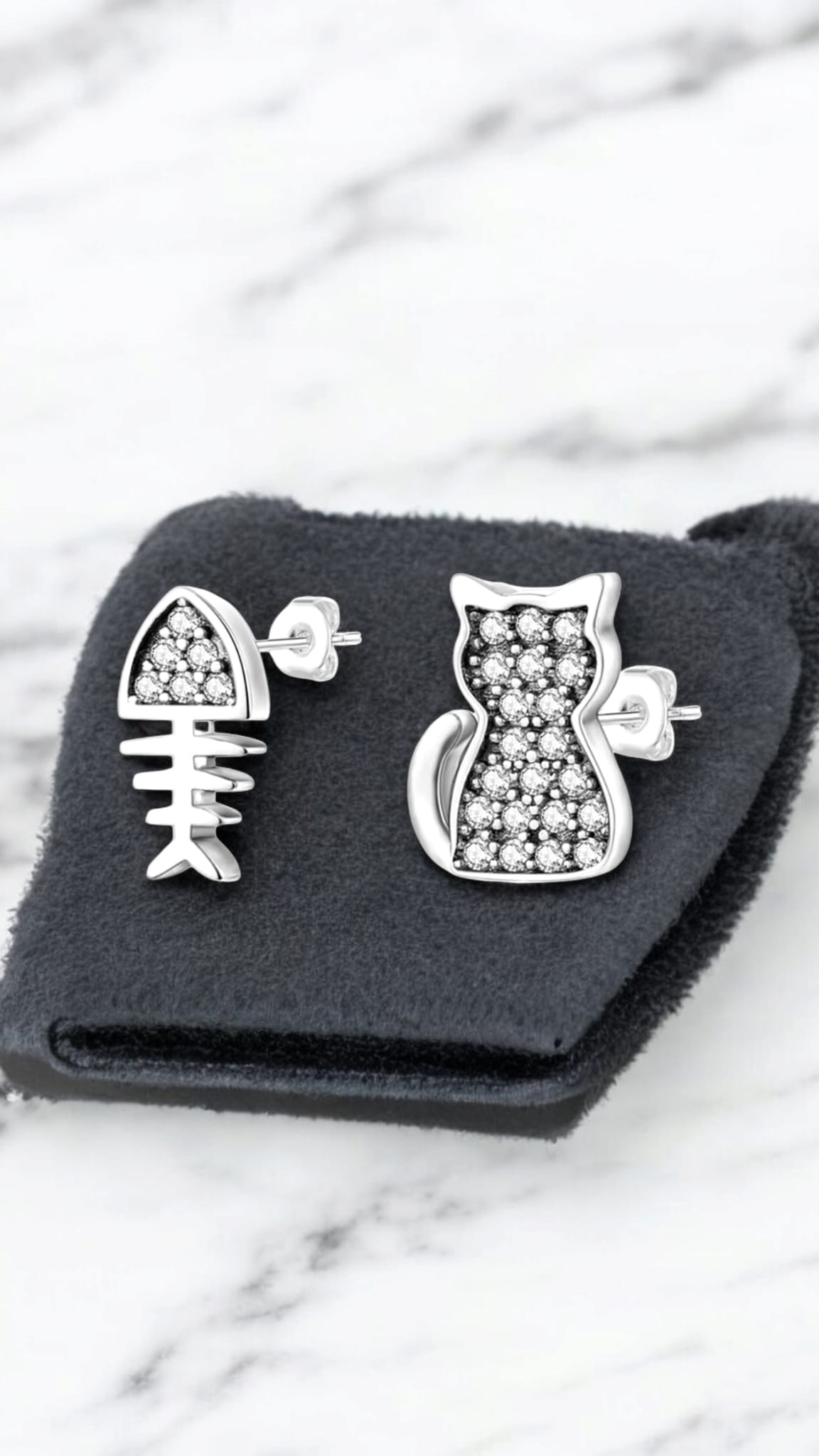 Cat and Fish earrings for women