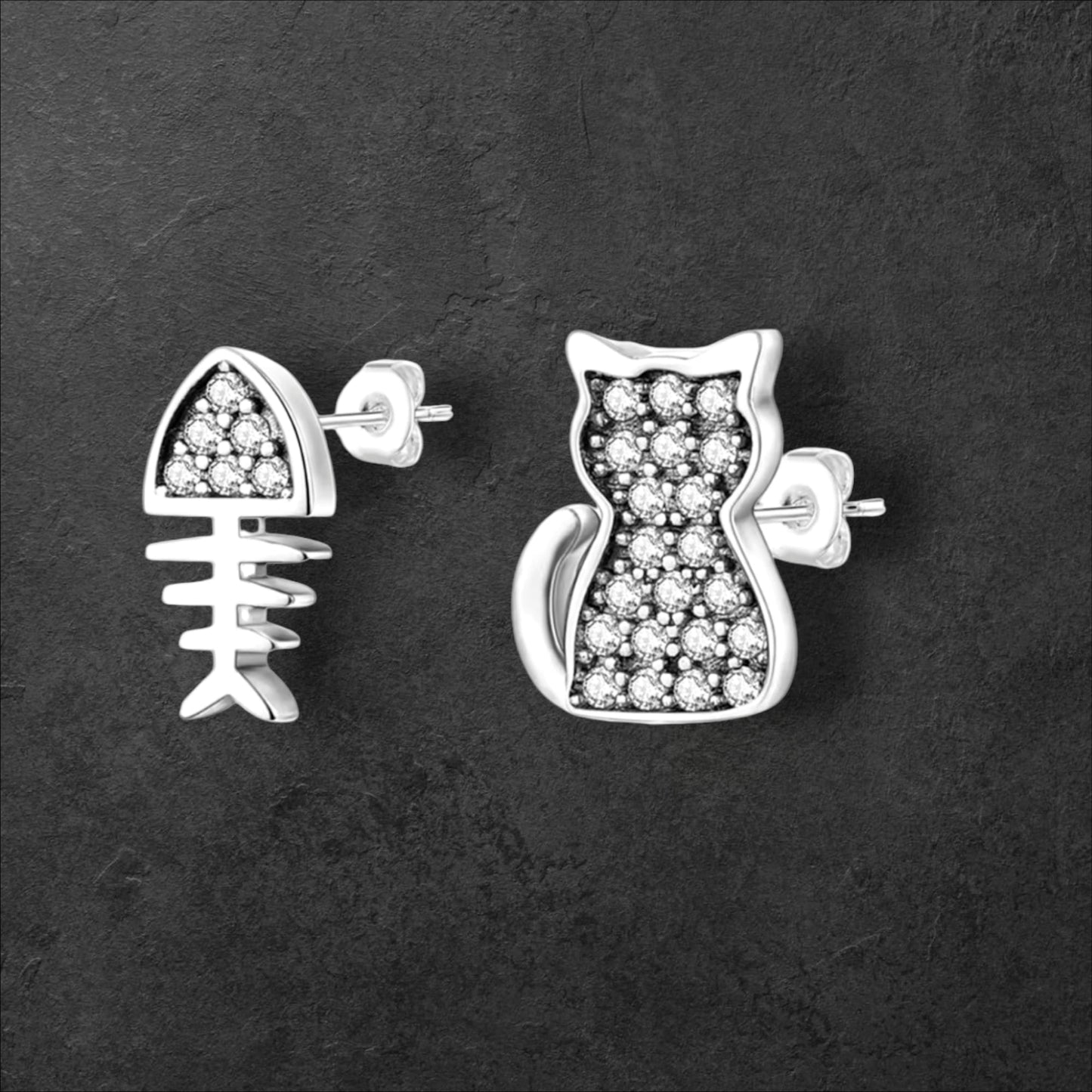 Cat and Fish earrings for women