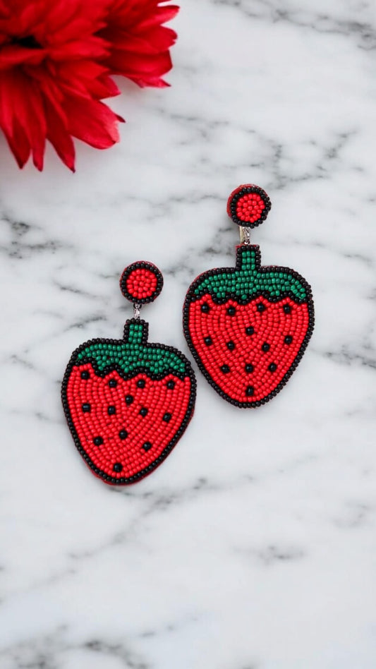 Hand Made Strawberry Earrings For Women