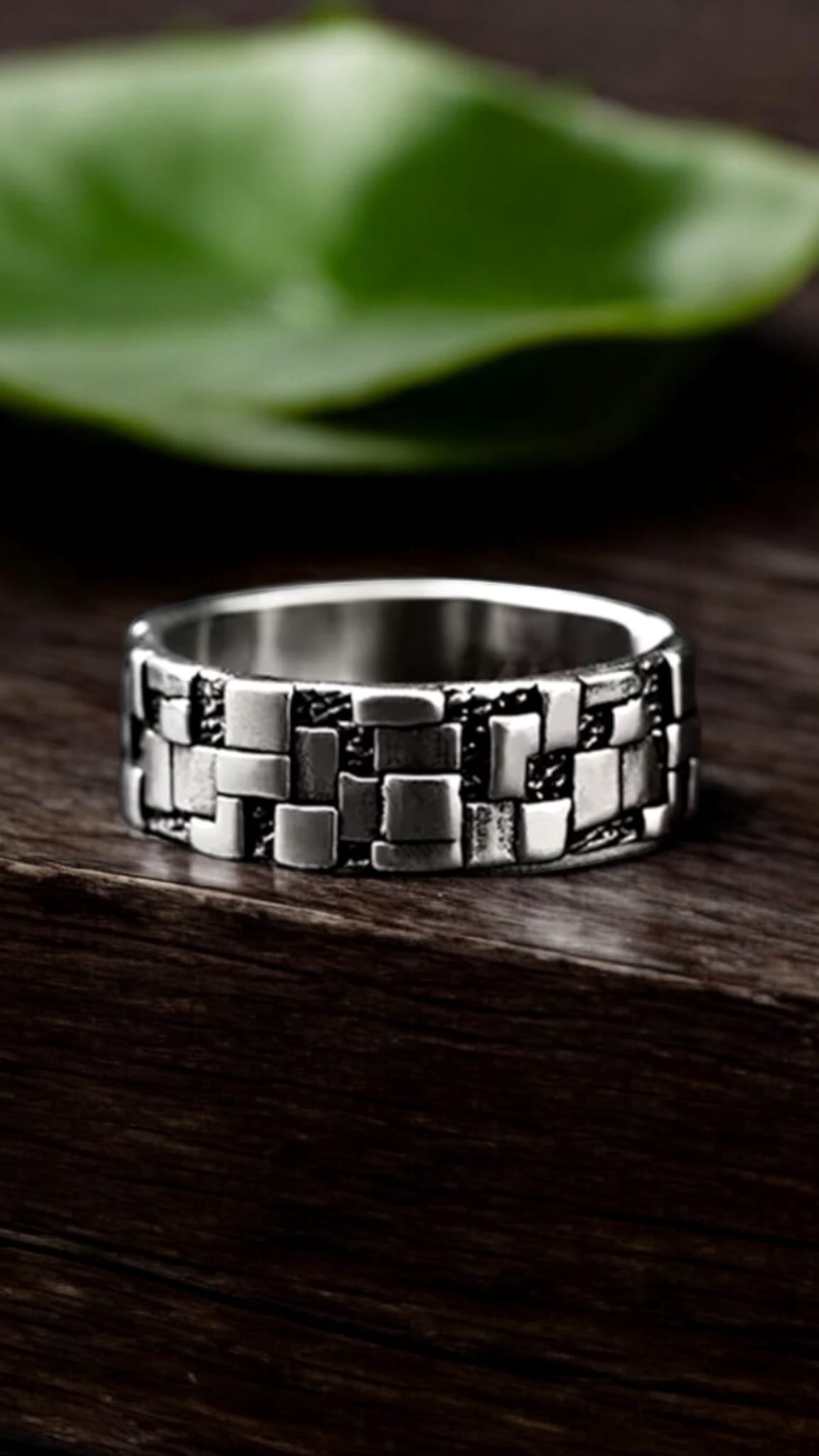 Block Pattern Ring For Men