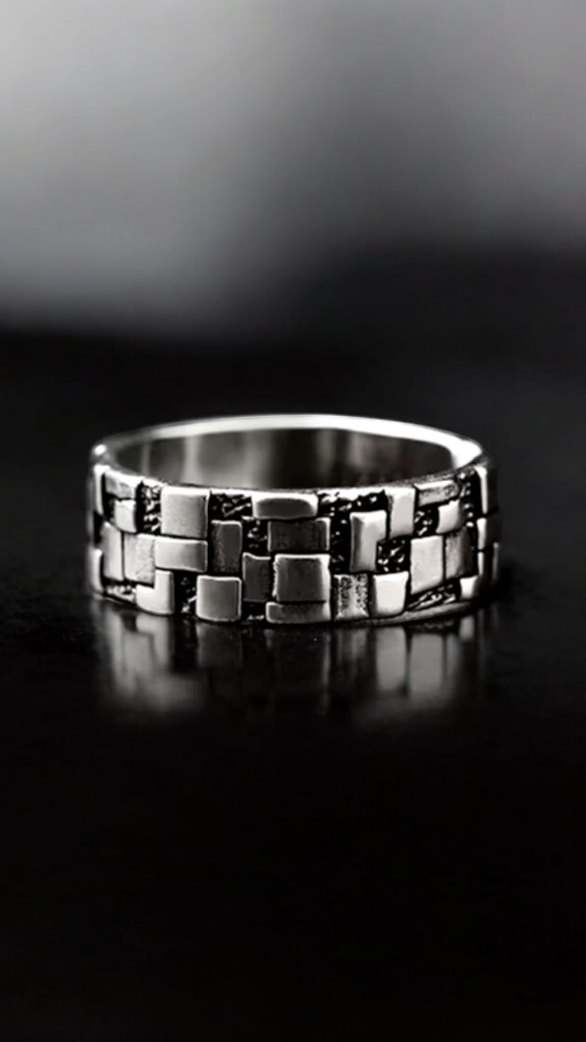 Block Pattern Ring For Men