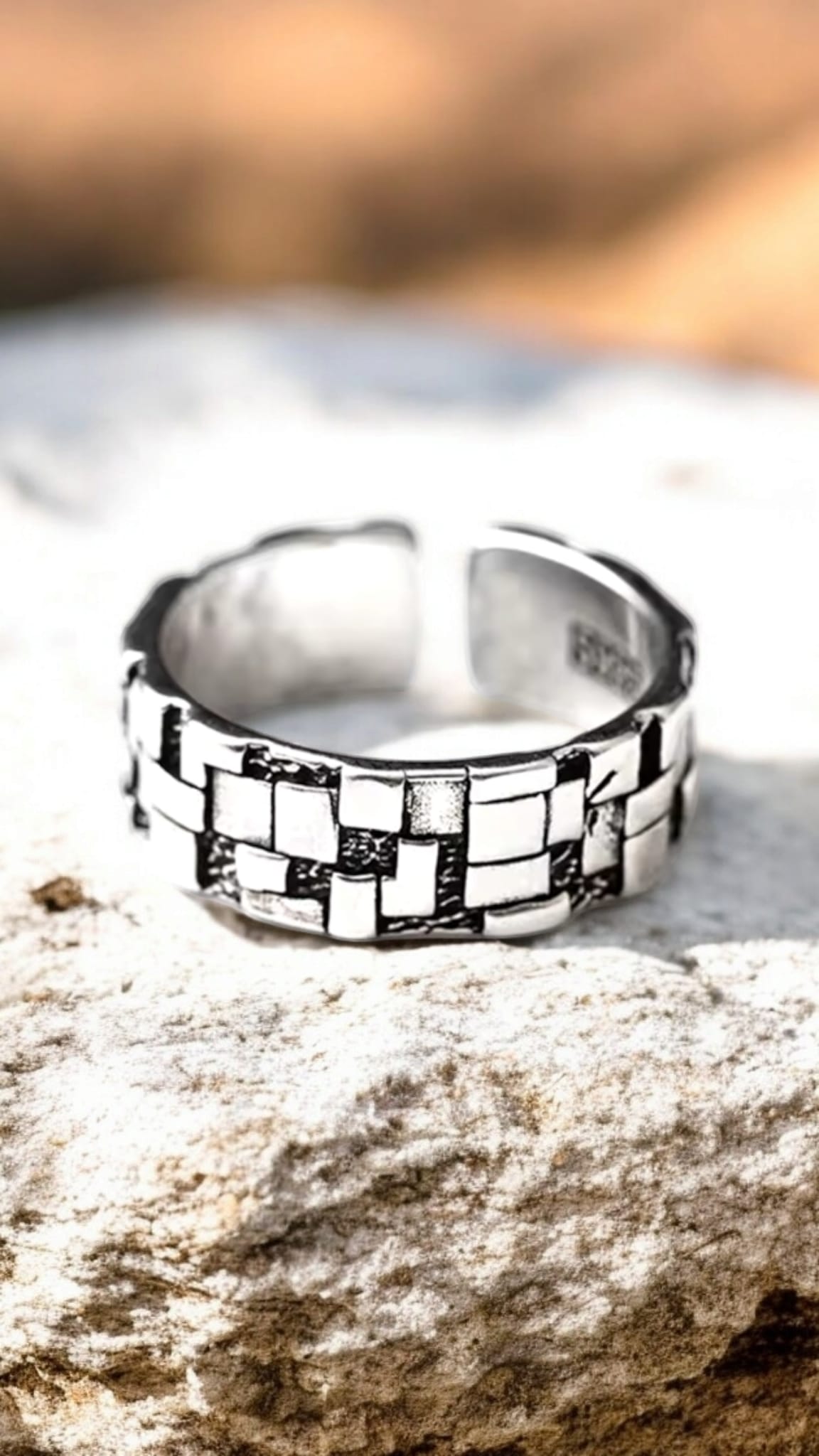 Block Pattern Ring For Men