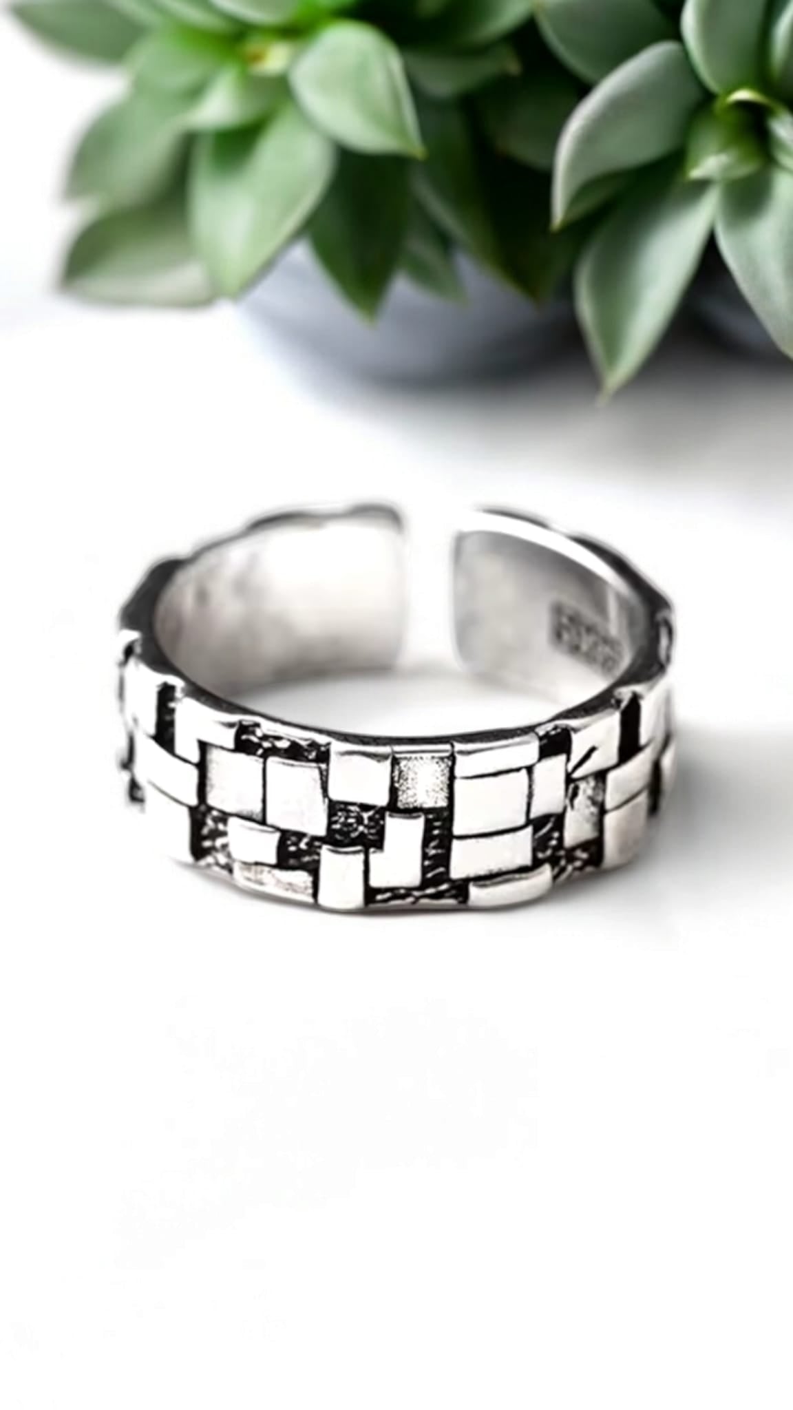 Block Pattern Ring For Men