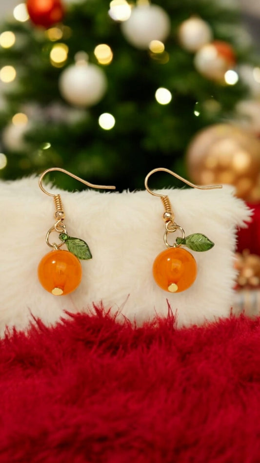 Orange With Leaf Earrings For Women