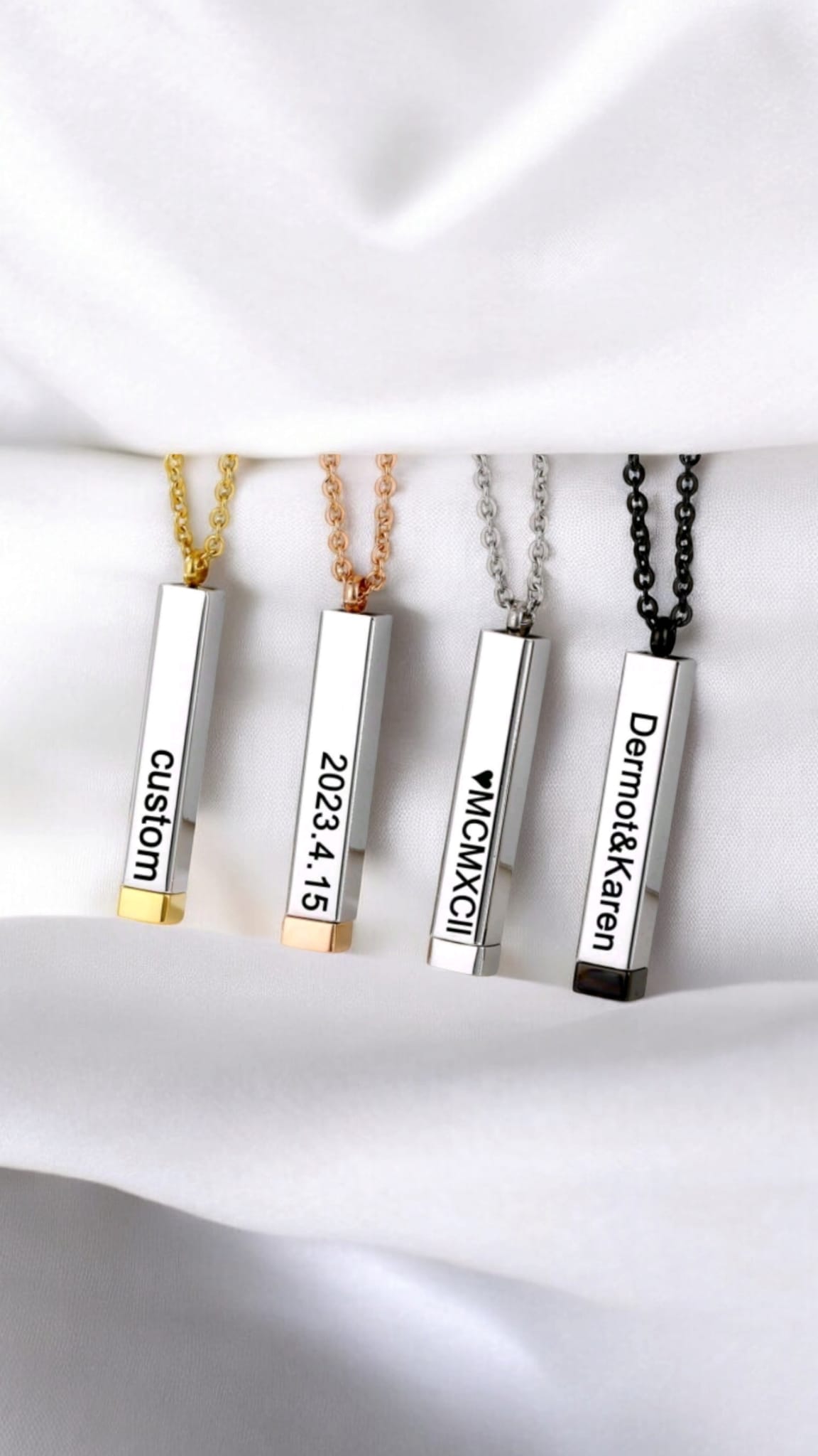 Personalised Bar Pendant Necklace For Unisex