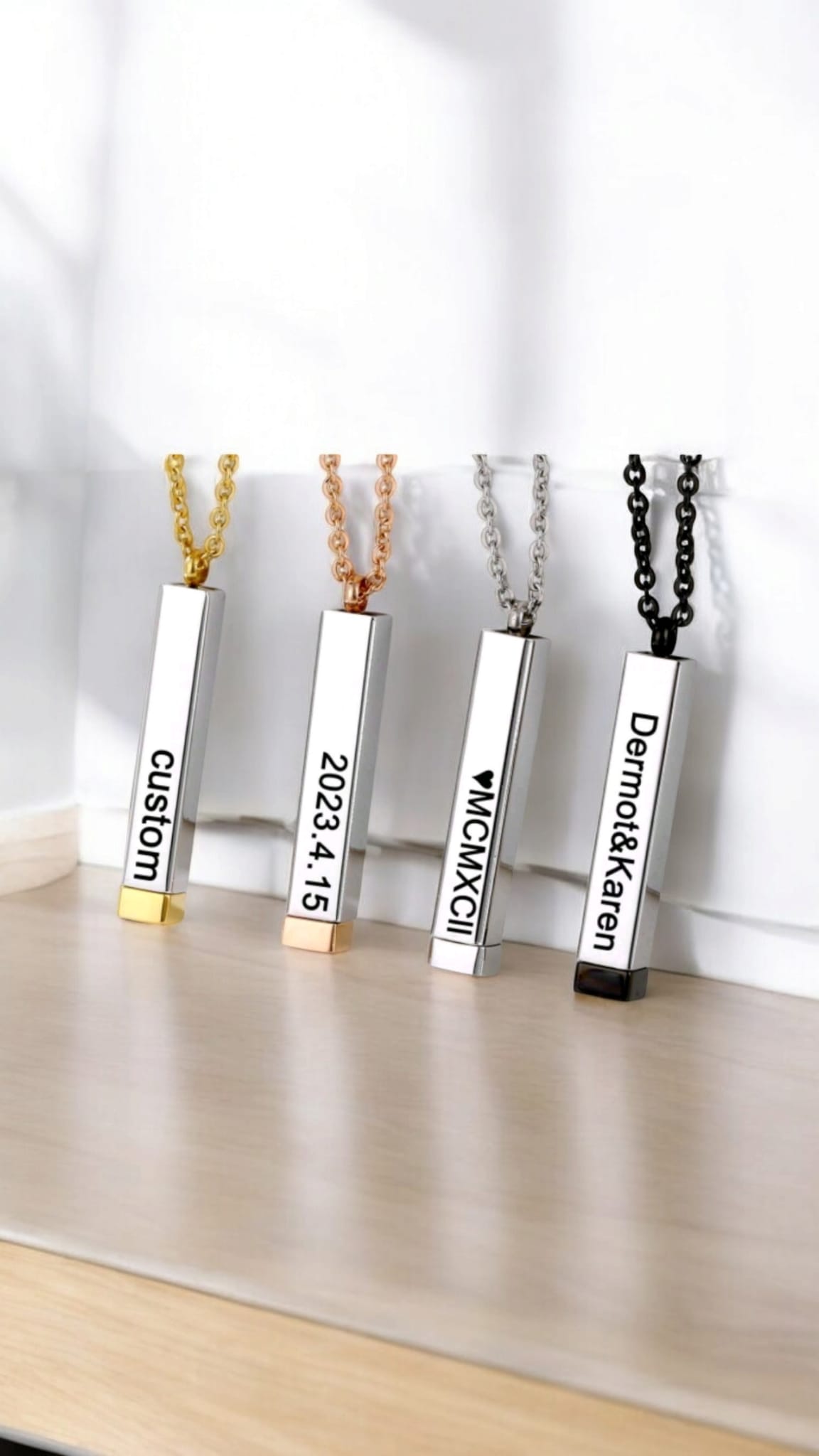 Personalised Bar Pendant Necklace For Unisex