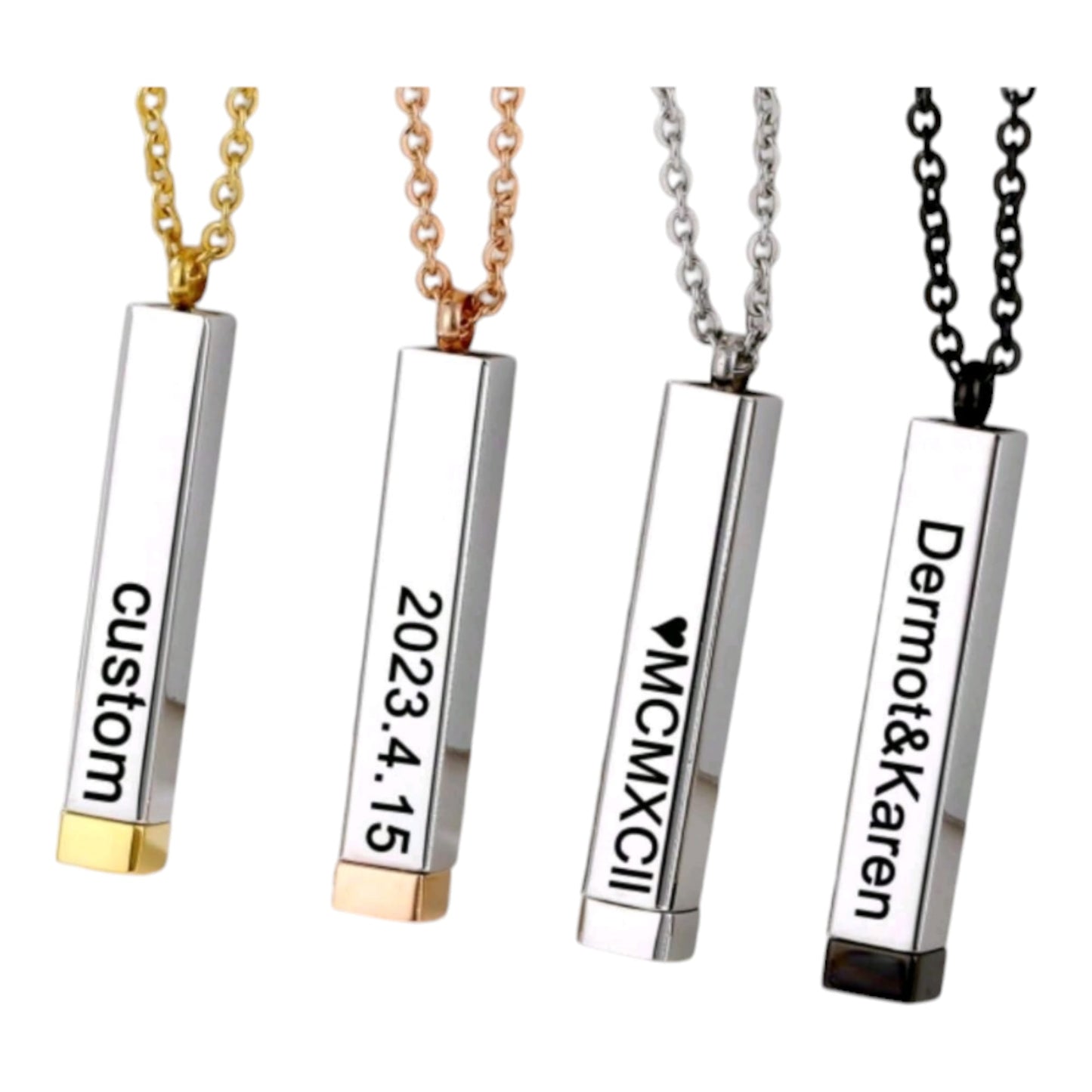 Personalised Bar Pendant Necklace For Unisex